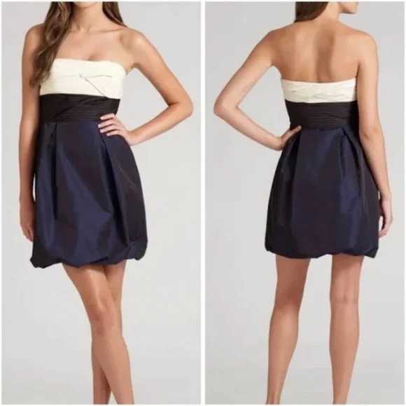 BCBGMAXAZRIA Cummerbund Bubble Hem Strapless Dress Size 2 - Picture 3 of 13